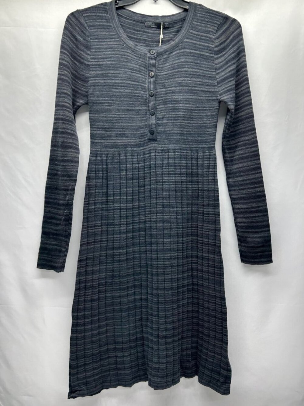 Prana Leandra Dress NWT Women's XL Black/Gray Button Front Placket